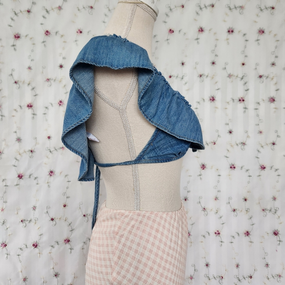 Zara Ruffled Denim Bralette - Picture 5 of 11